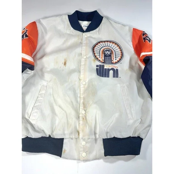 Vintage Illinois Fighting ILLINI Chalk Line Fanimation Jacket XL USA 90s RARE